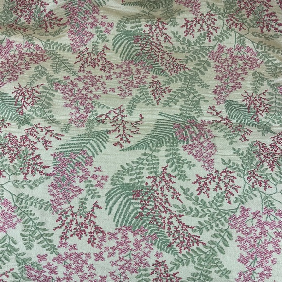 Upholstery Fabric-gold with ferns/flowers botanical design-uncut-6 yards-54” - Picture 4 of 9
